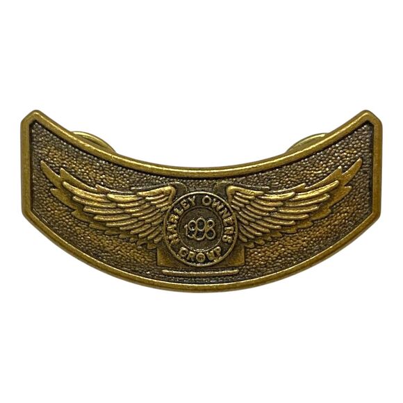 Vintage Harley Davidson Owners Group 1998 HOG Rocker Pin Bronze Tone 1.5 Inch - Picture 1 of 3